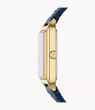 Load image into Gallery viewer, Raquel Three-Hand Date Navy Croco LiteHide™ Leather Watch