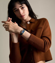 Load image into Gallery viewer, Raquel Three-Hand Date Navy Croco LiteHide™ Leather Watch