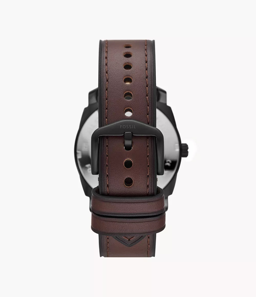 Machine Three-Hand Date Brown Leather Watch
