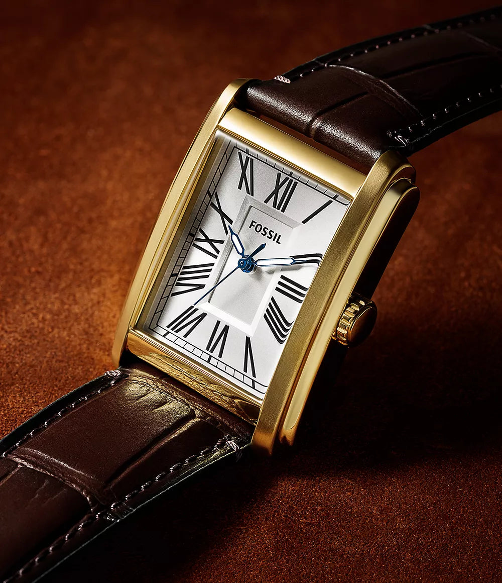 Carraway Three-Hand Brown Croco Leather Watch
