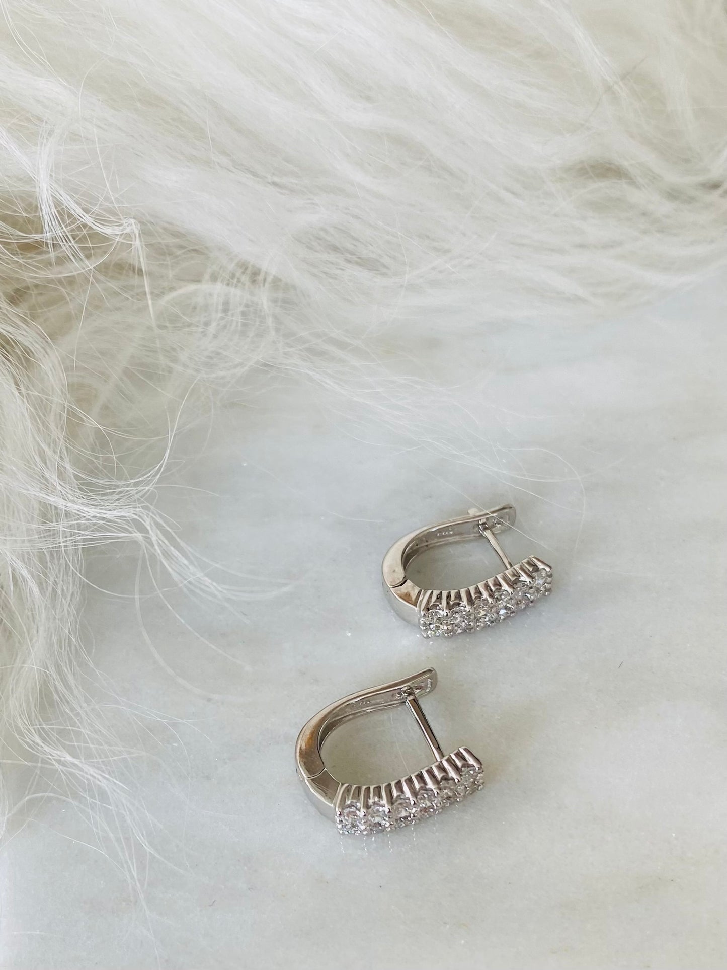 Diamond Lever Back Hoop Earrings