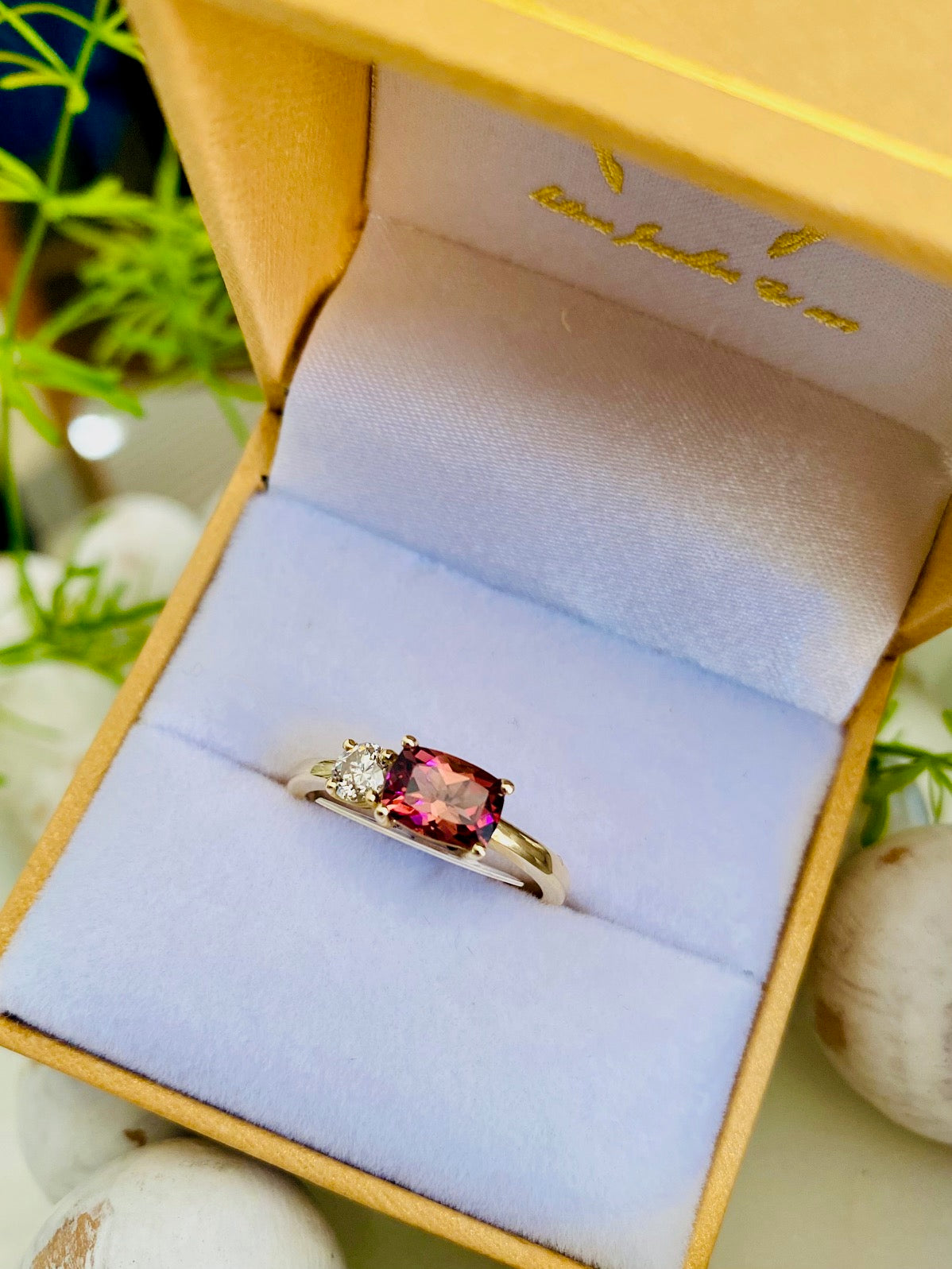 Pink Tourmaline and Diamond Ring