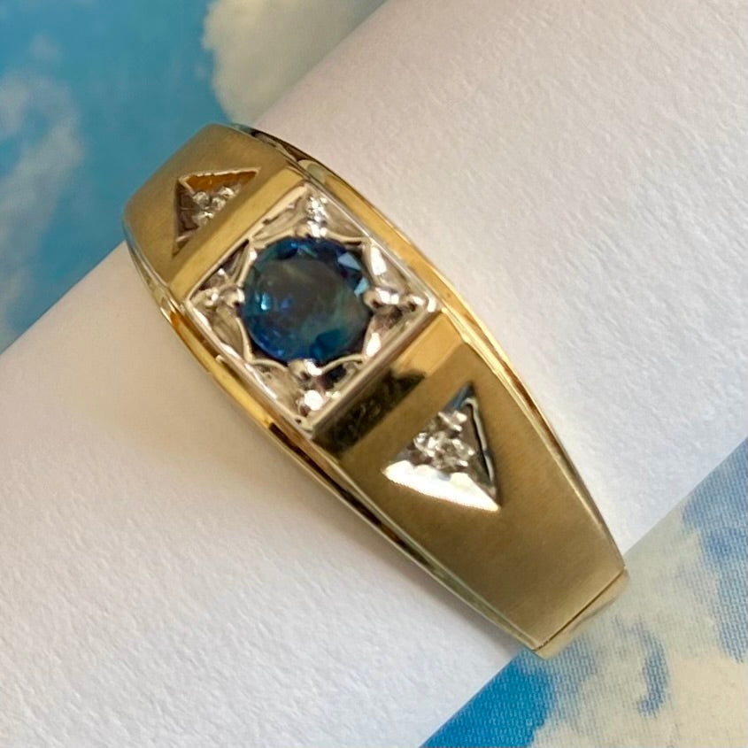 Men's Sapphire and Diamond Ring