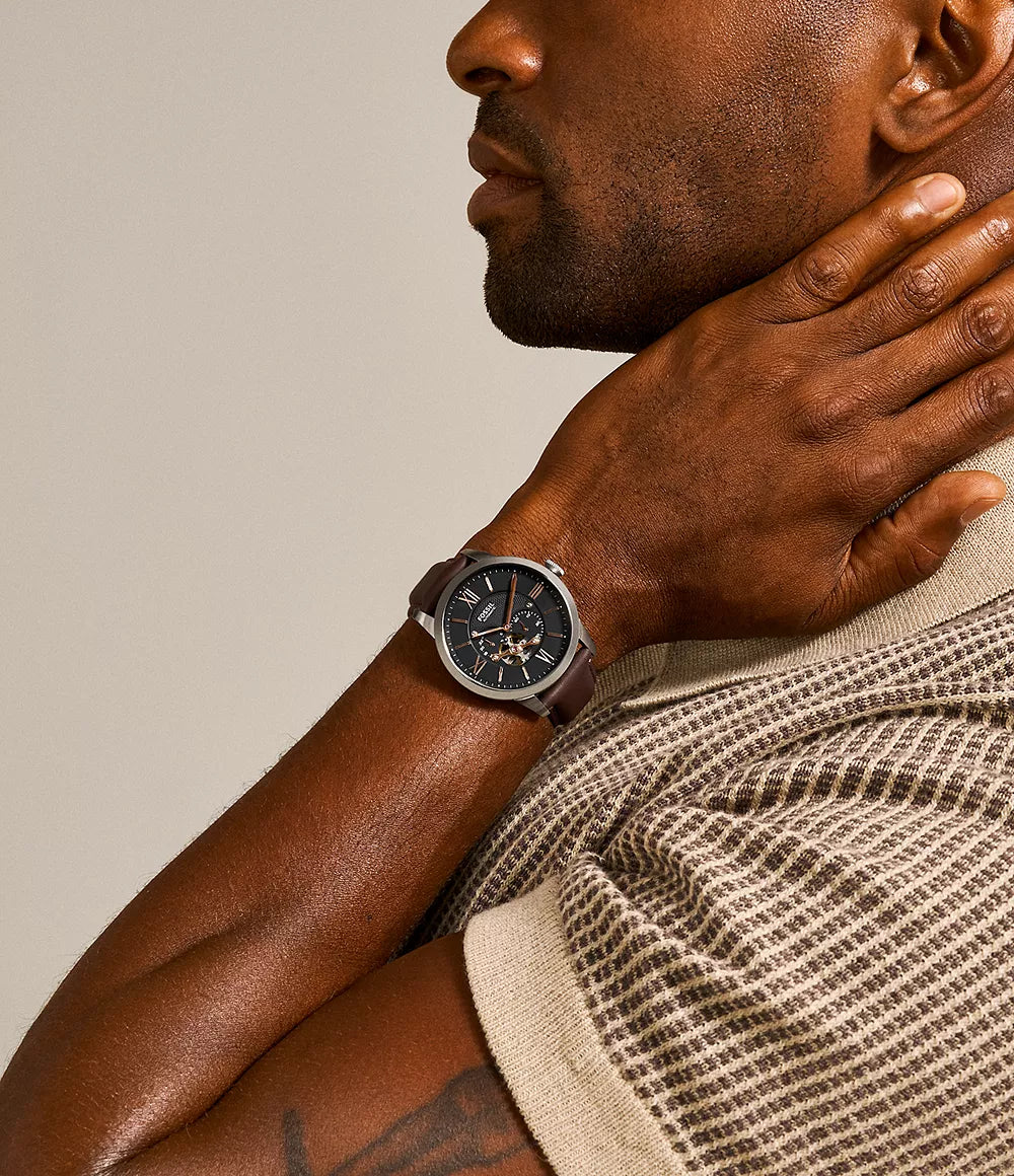 Townsman Automatic Leather Watch Brown