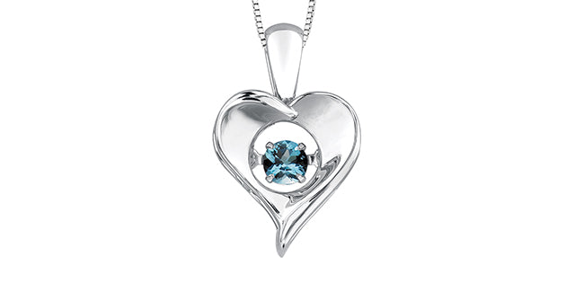 Silver Heart Birthstone Necklace