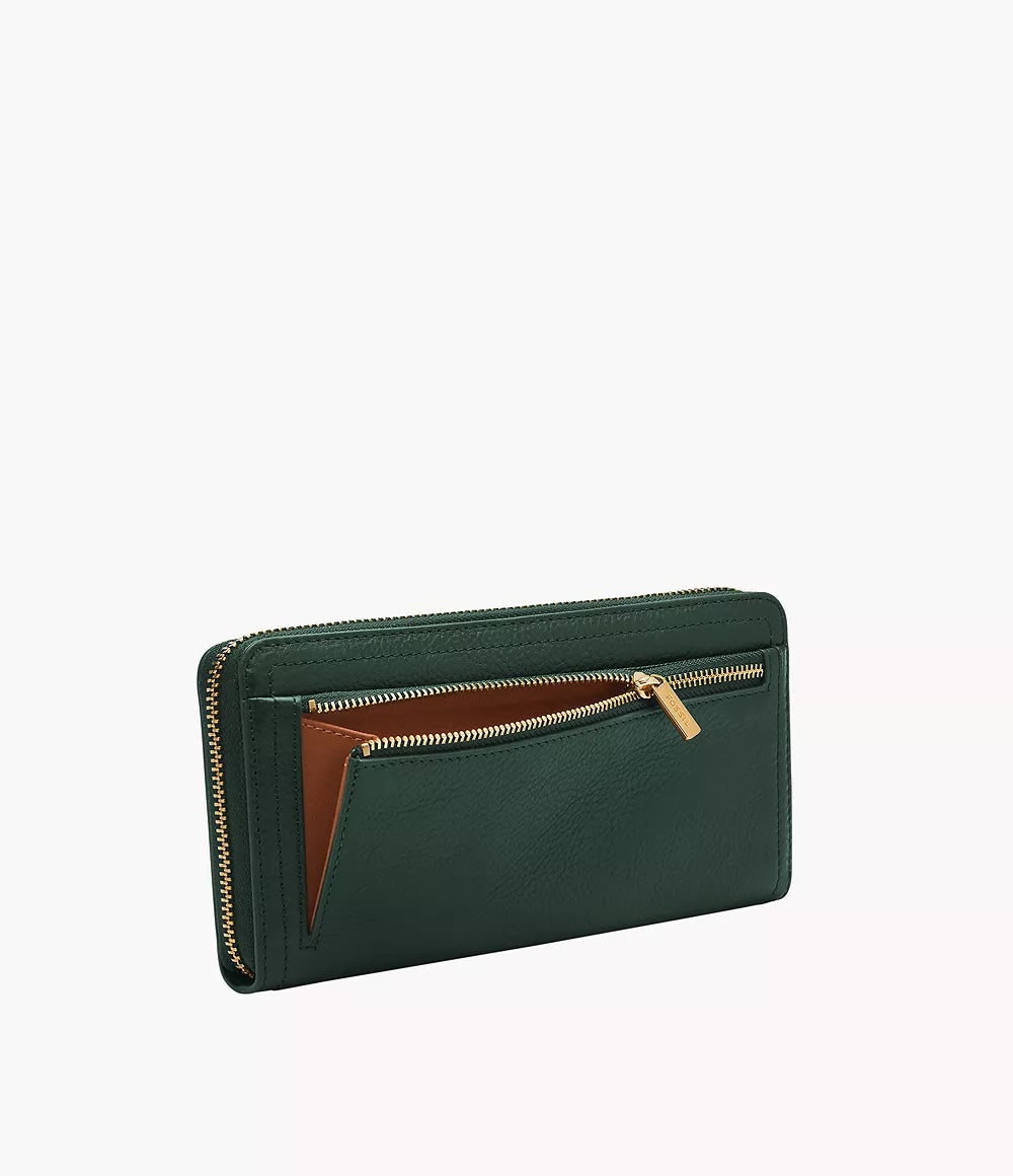 Logan RFID Zip Around Clutch - Viridian