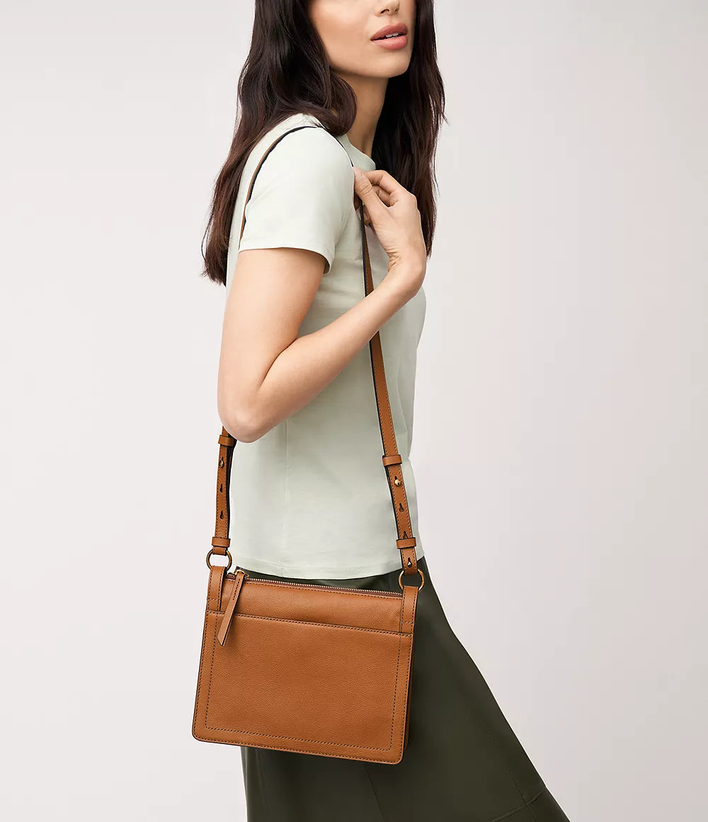 Taryn Leather Crossbody Bag - Brown