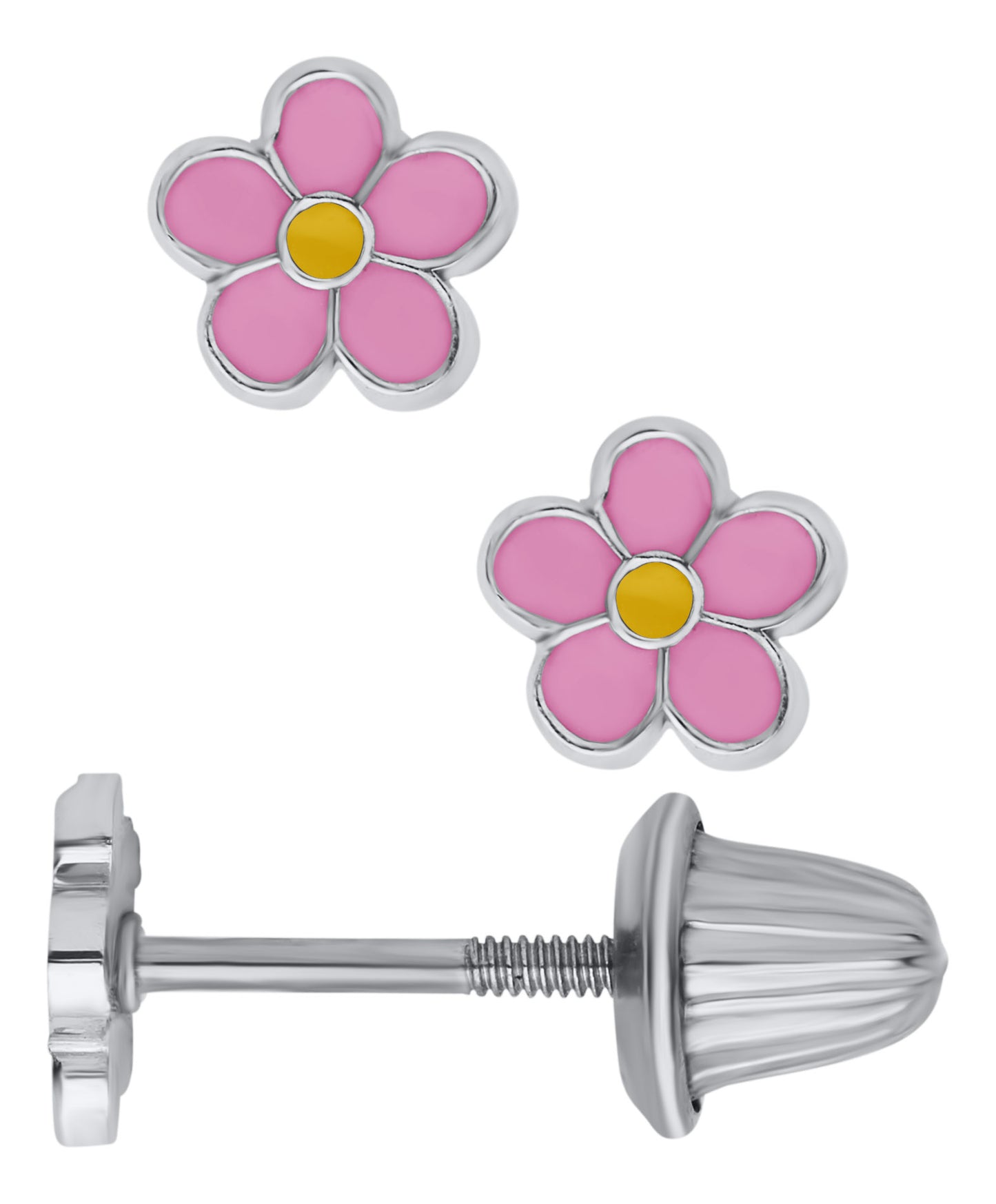 Children's Pink & Yellow Flower Earrings