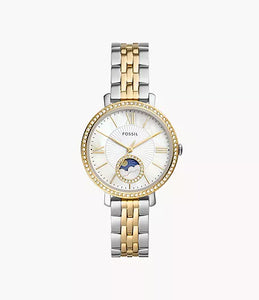 Jacqueline Sun Moon Multifunction Two-Tone Stainless Steel Watch