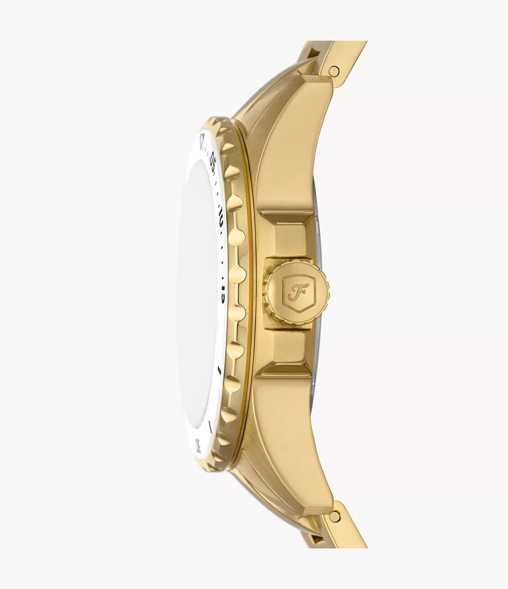 Fossil Blue Dive Three-Hand Gold-Tone Stainless Steel Watch