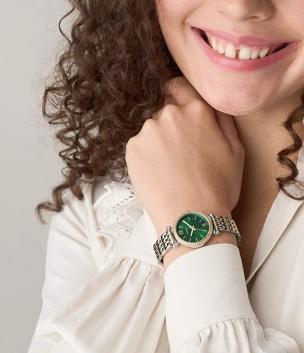 Carlie Mini Three-Hand Two-Tone Stainless Steel Watch