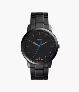 Minimalist Slim Three-Hand Black Stainless Steel Watch