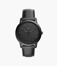 Load image into Gallery viewer, Minimalist 44 mm Two-Hand Black Leather Watch

