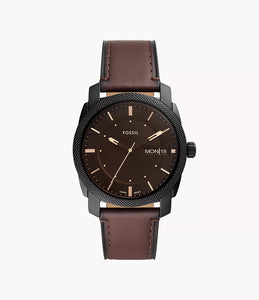 Machine Three-Hand Date Brown Leather Watch