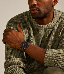 Machine Three-Hand Date Brown Leather Watch