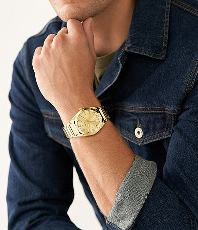 Everett Three-Hand Date Gold-Tone Stainless Steel Watch