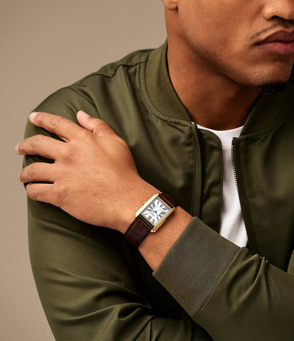 Carraway Three-Hand Brown Croco Leather Watch