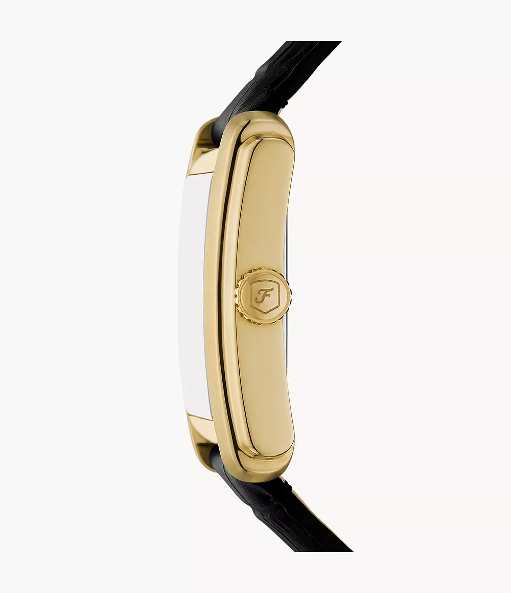 Carraway Three-Hand Black Croco Leather Watch