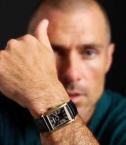 Carraway Three-Hand Black Croco Leather Watch