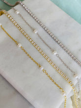 Load image into Gallery viewer, Sterling Silver Pearl Chain Bracelet
