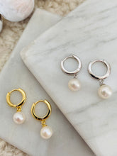 Load image into Gallery viewer, Pearl Huggie Earrings
