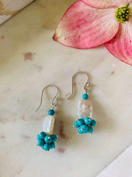 Pearl and Turquoise Earrings