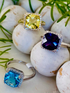 Blue Topaz and Diamond Ring