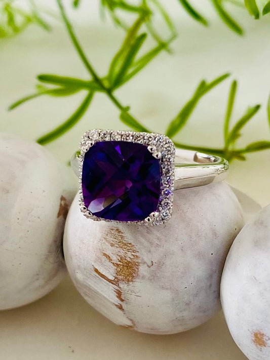 Amethyst and Diamond Ring