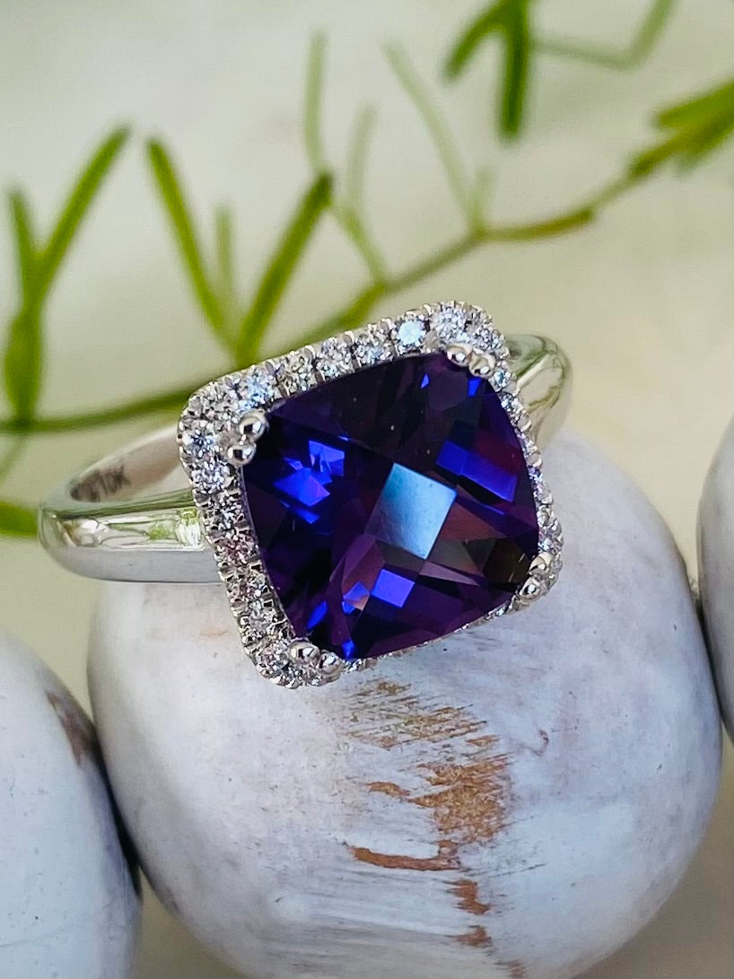 Amethyst and Diamond Ring