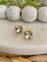Load image into Gallery viewer, Green Amethyst and Diamond Earrings
