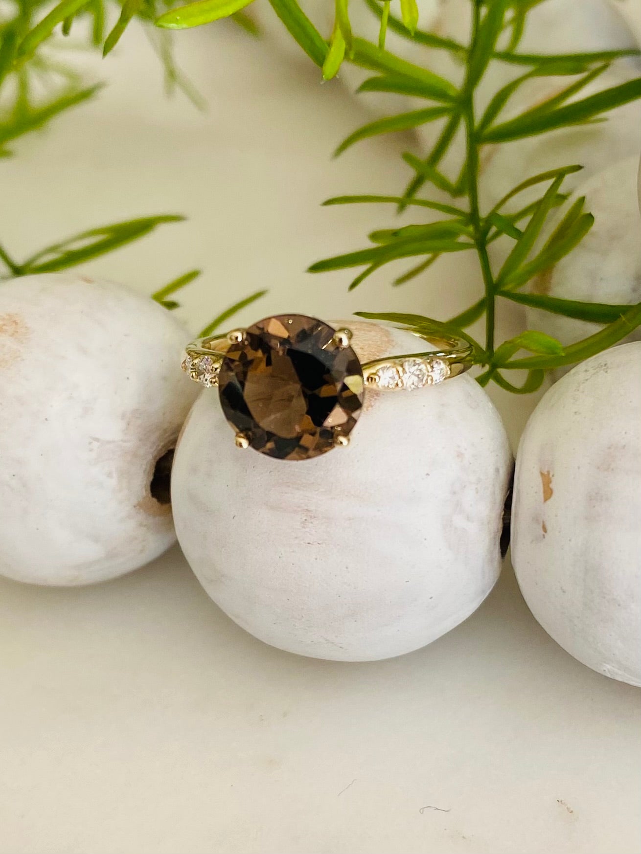 Smokey Quartz and Diamond Ring
