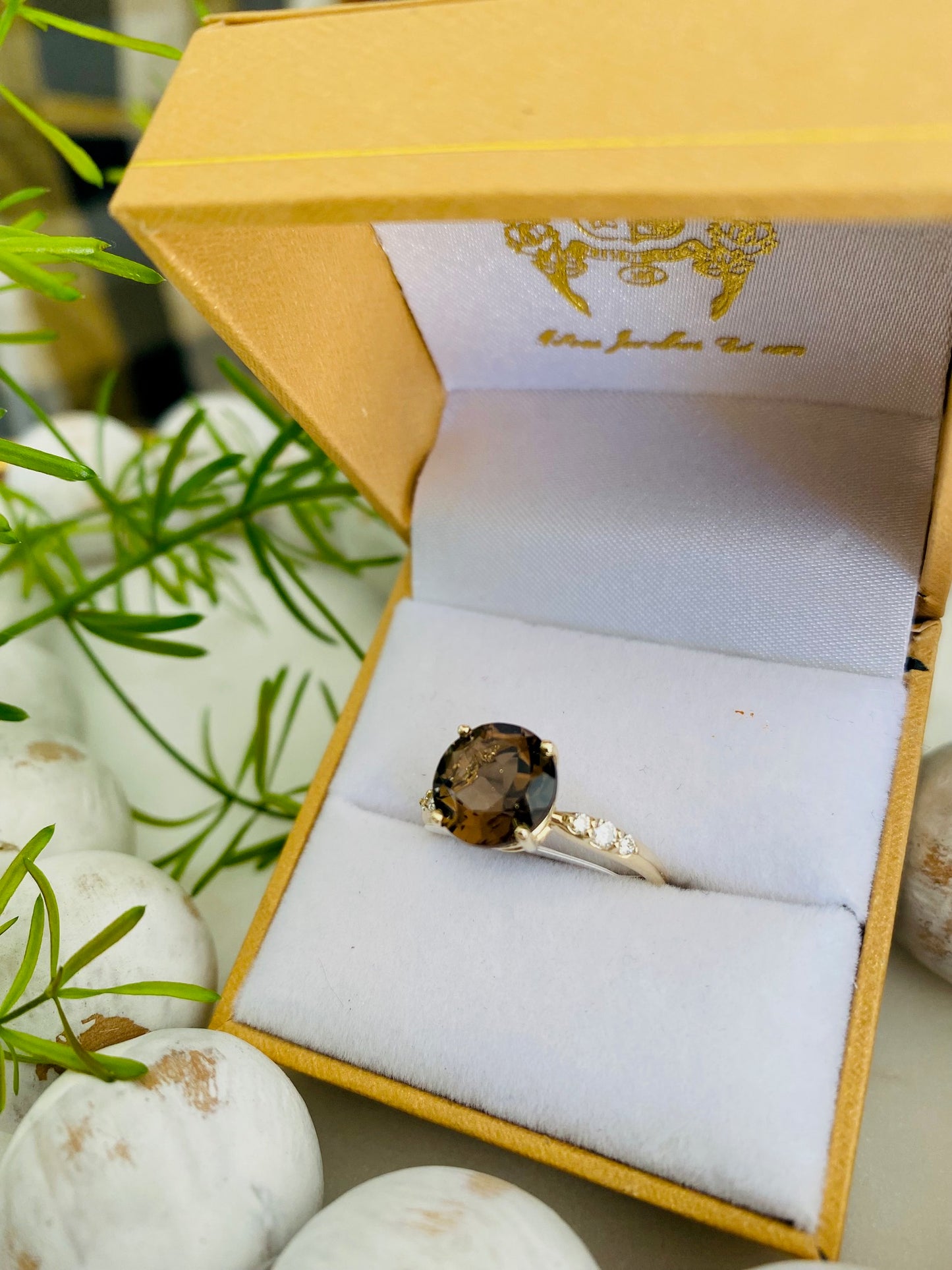 Smokey Quartz and Diamond Ring