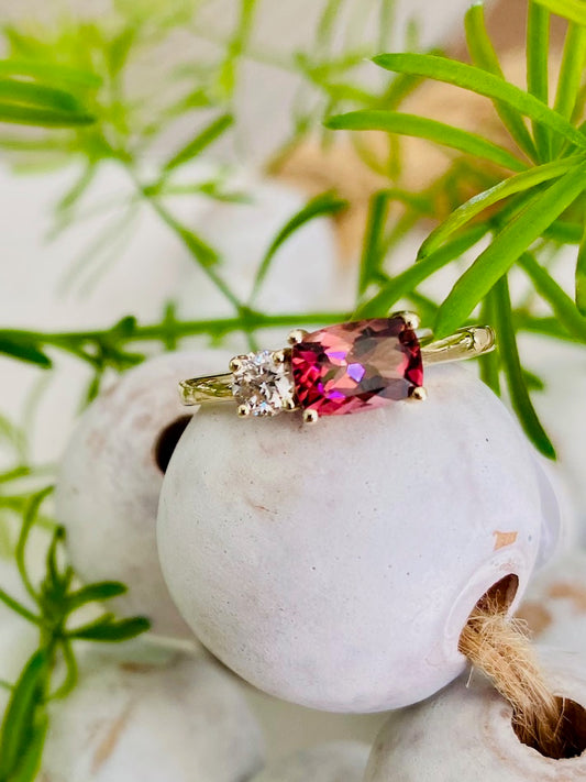 Pink Tourmaline and Diamond Ring