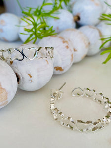 Silver Open Heart Hoops