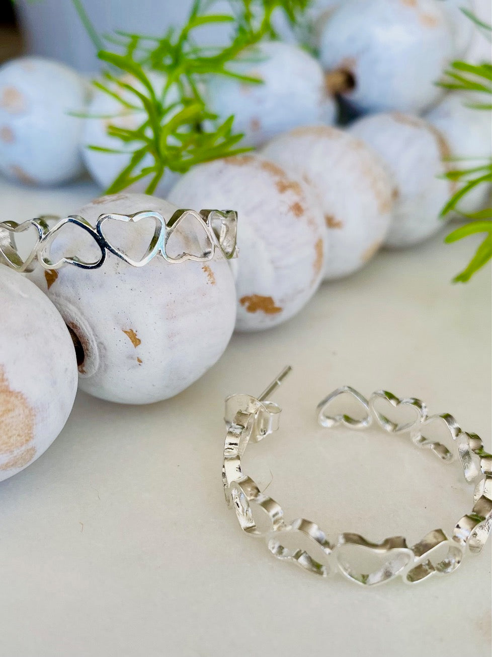 Silver Open Heart Hoops