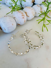 Load image into Gallery viewer, Silver Open Heart Hoops
