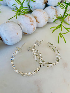 Silver Open Heart Hoops