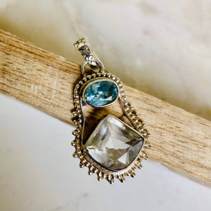 Blue Topaz and Crystal Pendant
