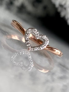 Open Heart Diamond Ring