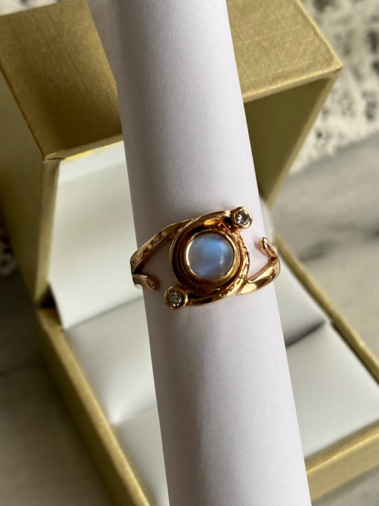 Moonstone and Diamond Ring