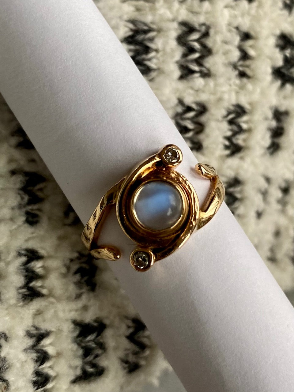 Moonstone and Diamond Ring