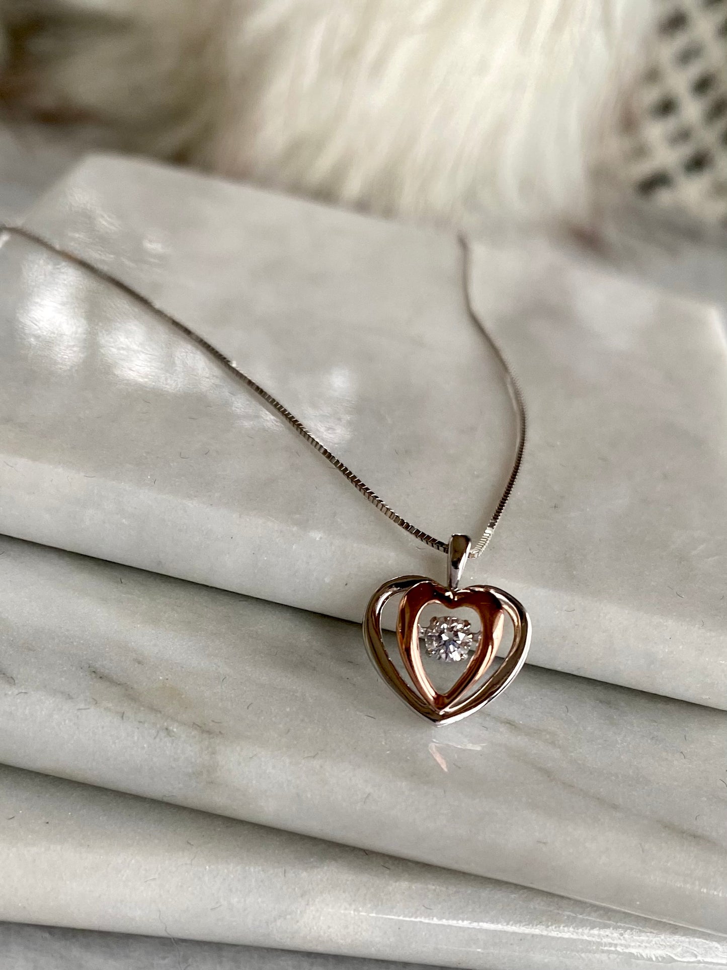 Diamond Pulse Heart Pendant and Earring Set