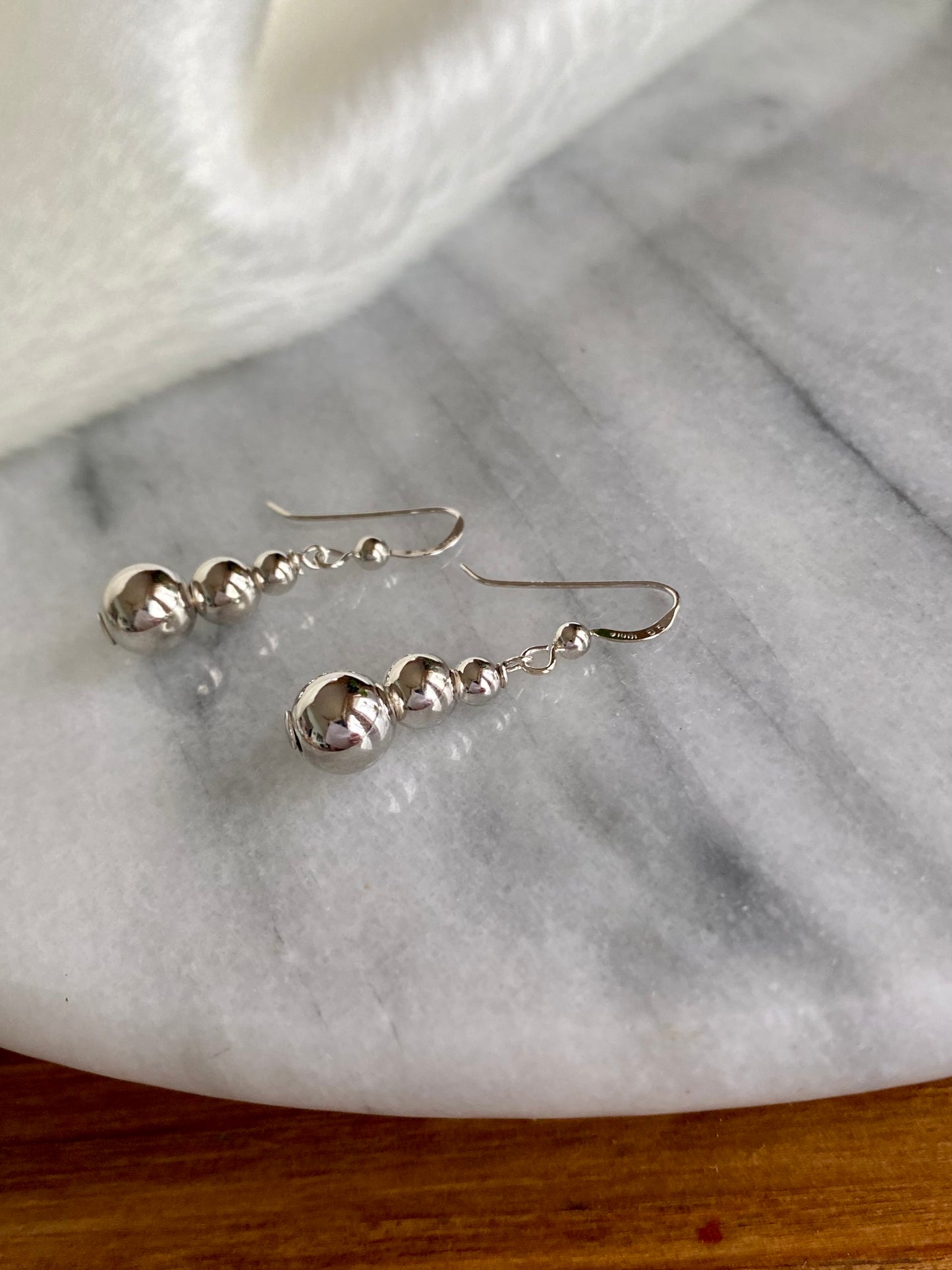 Polished Sterling Silver Bead Earrings