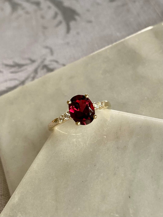 Rhodolite Garnet and Diamond Ring