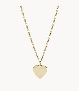 Fossil Drew Heart Gold-Tone Stainless Steel Necklace