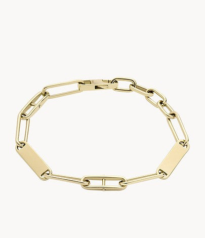 Fossil Heritage Essentials Gold-Tone Stainless Steel Chain Bracelet