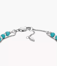 Load image into Gallery viewer, Fossil All Stacked Up Reconstituted Turquoise Chain Beaded Bracelet
