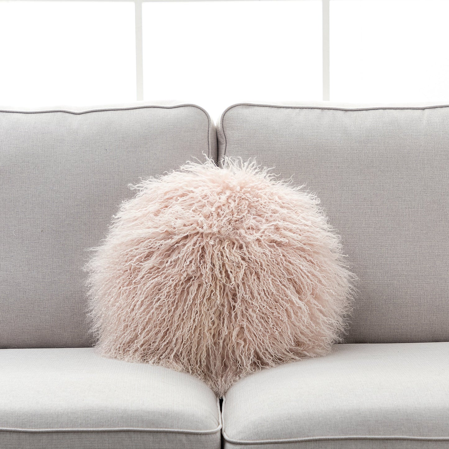 Mongolian Lamb Round Fur Throw Pillow