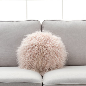 Mongolian Lamb Round Fur Throw Pillow