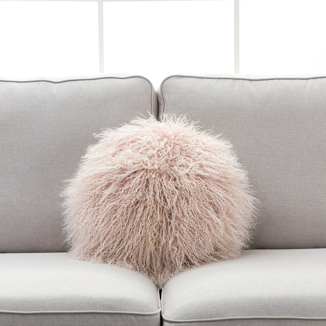 Mongolian Lamb Round Fur Throw Pillow
